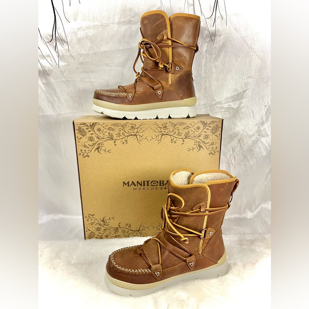 Manitoba Mukluks- Women’s leather WP Pacific Winter Boots Oak/Chene Size 5.5/6.5